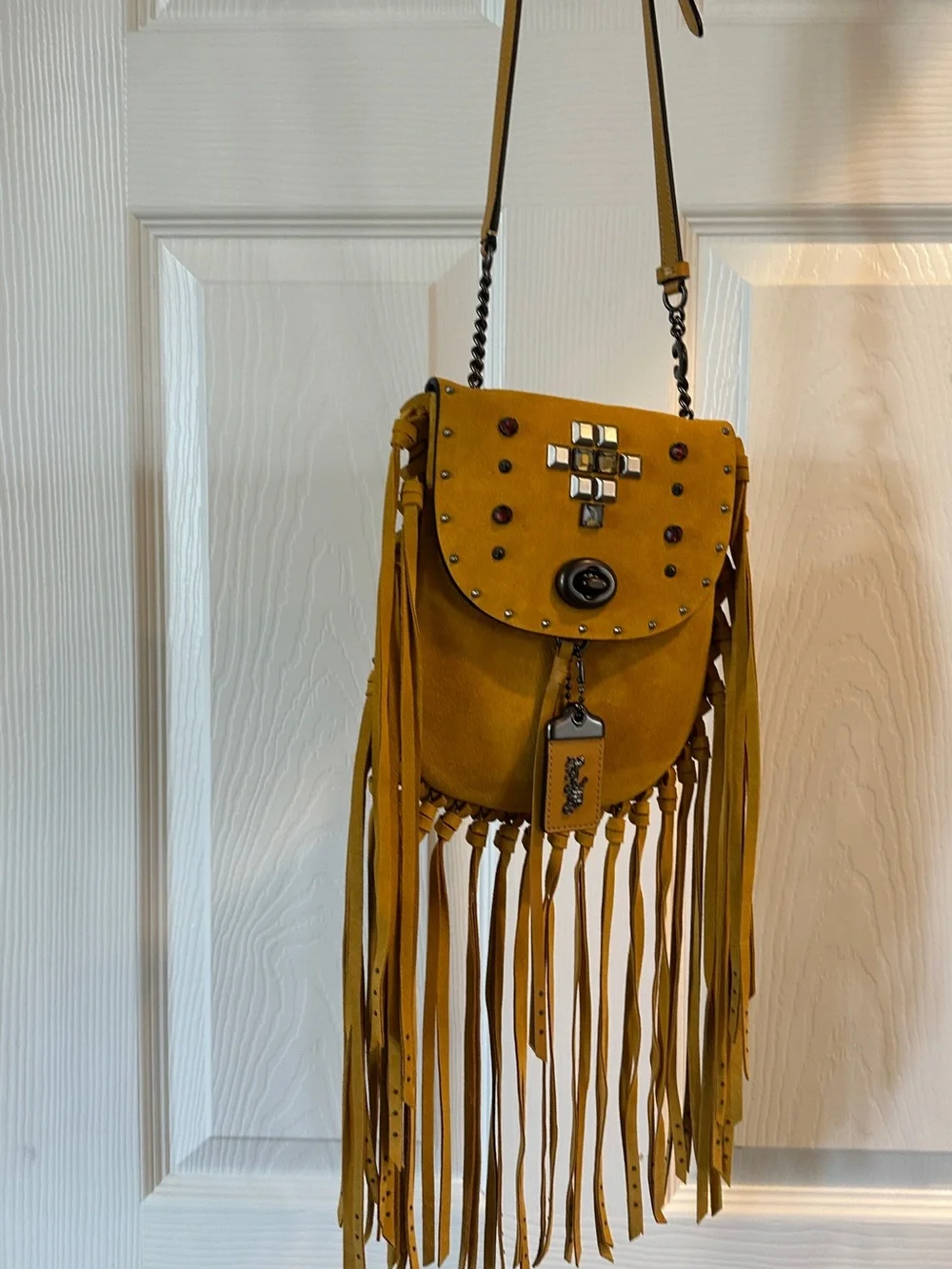 Coach Suede Pyramid Rivet Crossbody Bag